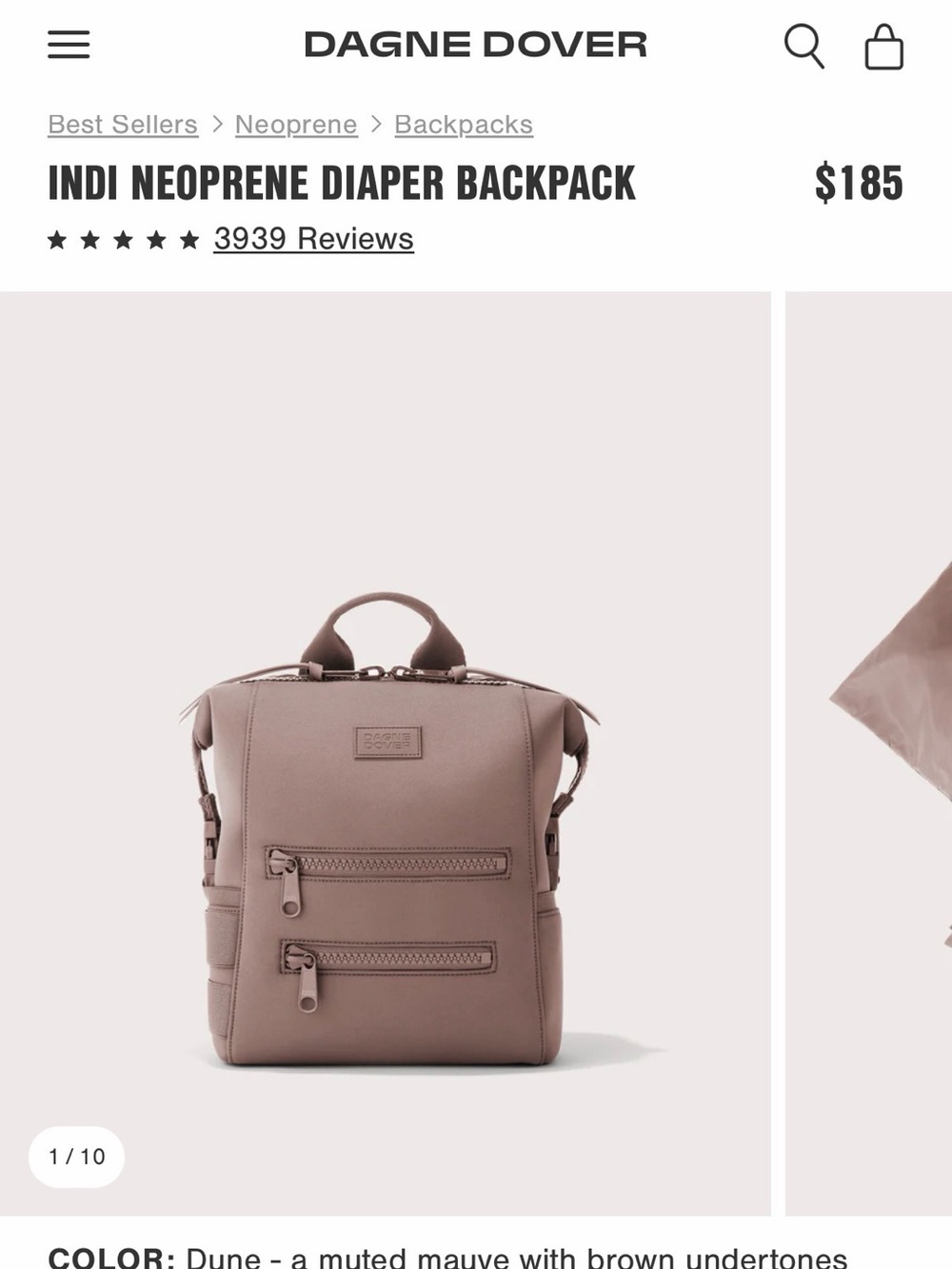 Dagne Dover Indi Neoprene Backpack in Dune Muted Mauve Size S